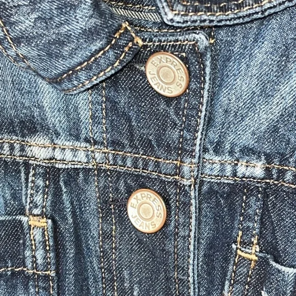 Express Purposely Distressed Jean Jacket - Picture 3 of 7